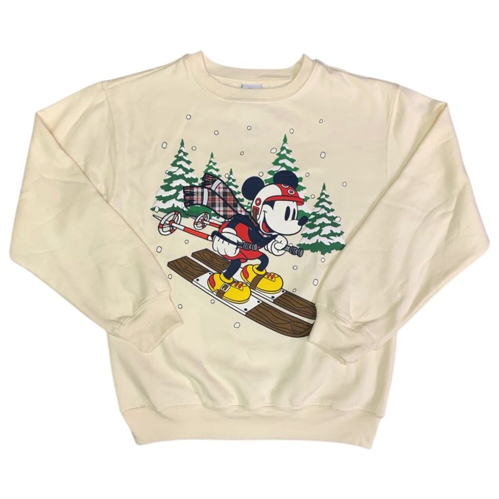 Women's Character Soft Crew Neck Embroidery Winter Sweatshirt - Ivory